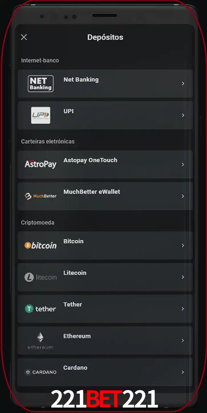 Você pode usar métodos alternativos de depósito.